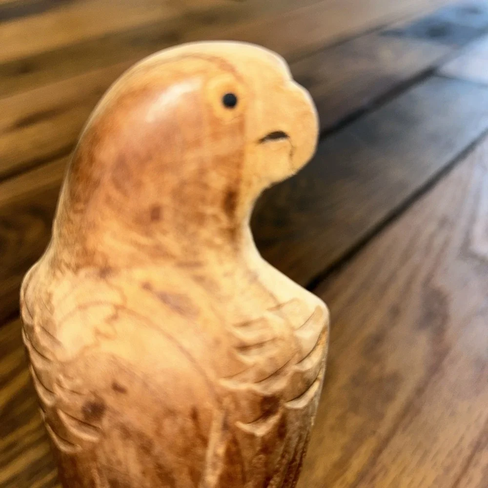 VTG‎ Hand Carved Wooden Parrot On Pillar Mikafi 9